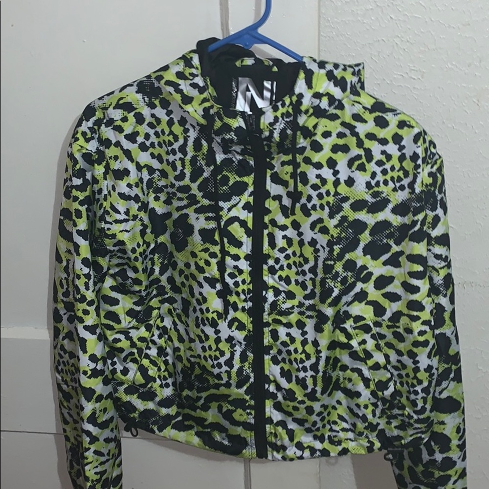 Lime Green Leopard Print Nylon Jacket